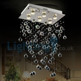 Moderne moderne lysekrone Flush-mount pendel armatur Krystal regndråbelys