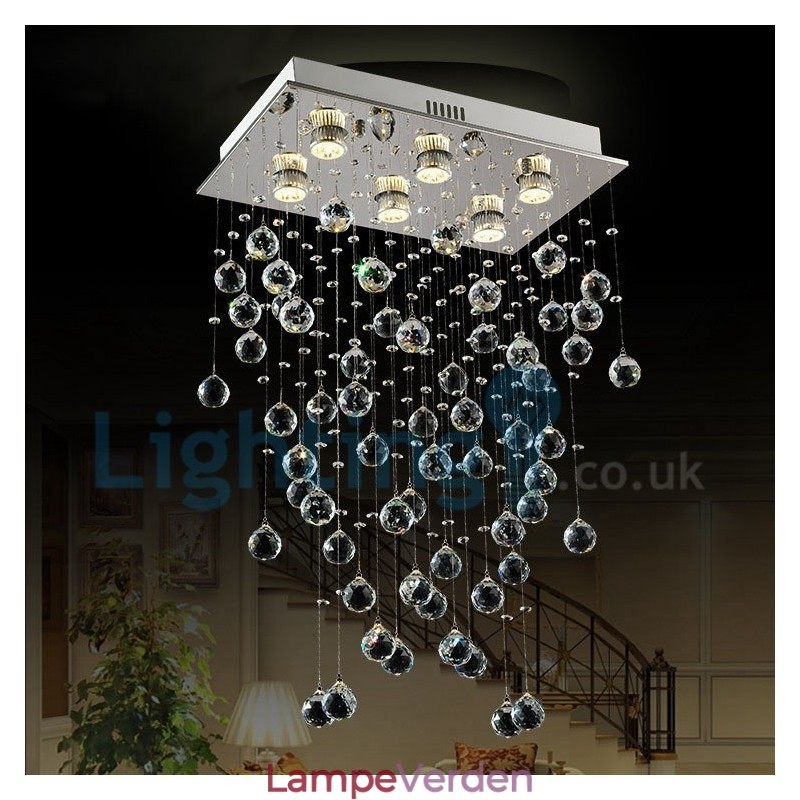 Moderne moderne lysekrone Flush-mount pendel armatur Krystal regndråbelys