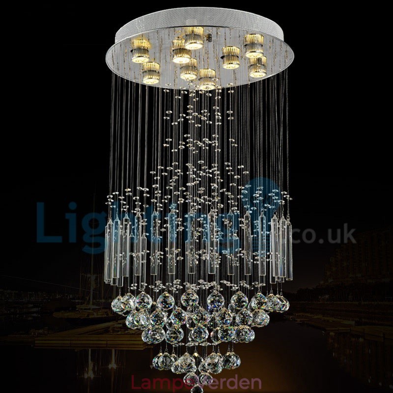 Moderne moderne lysekrone Flush-mount pendel armatur Krystal regndråbelys