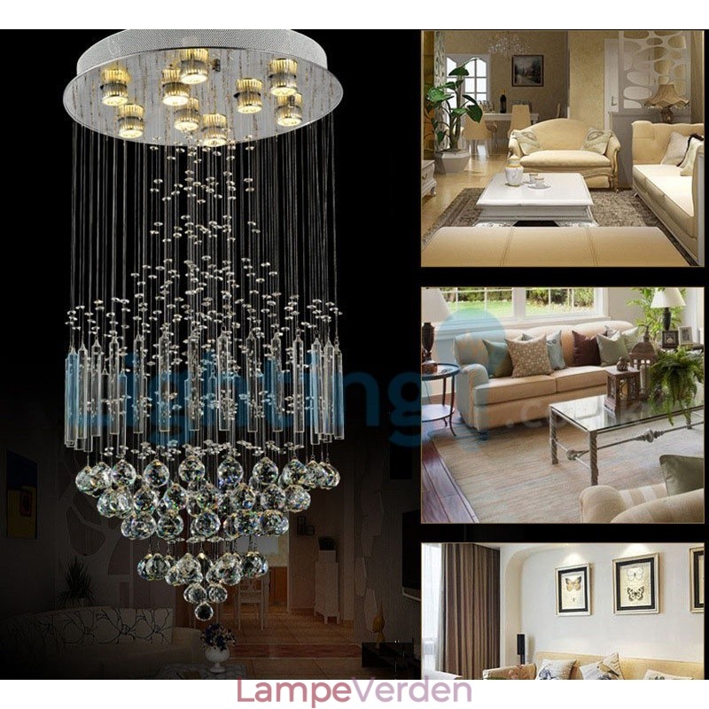 Moderne moderne lysekrone Flush-mount pendel armatur Krystal regndråbelys