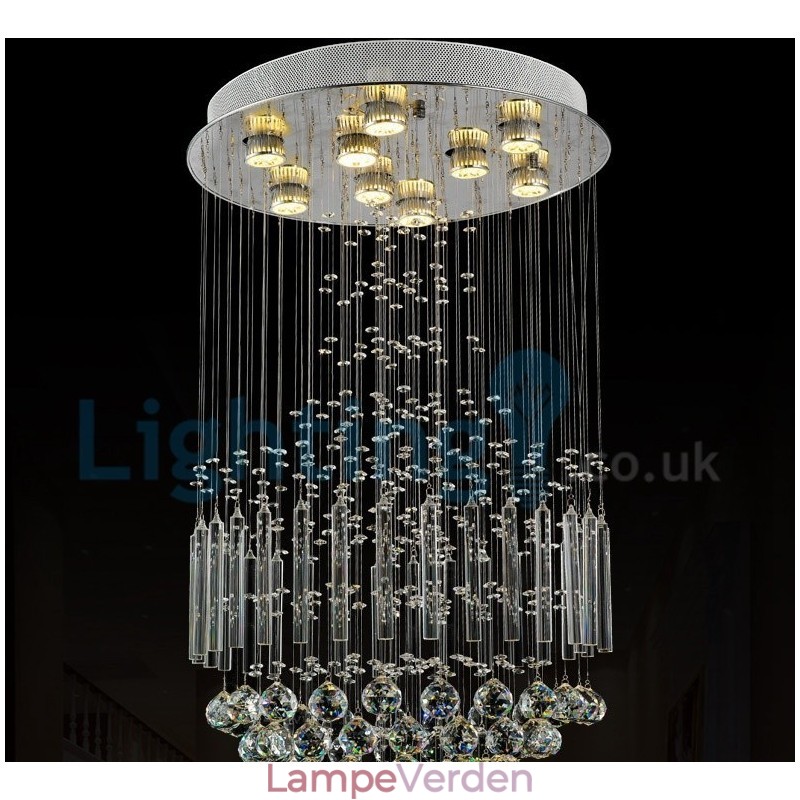 Moderne moderne lysekrone Flush-mount pendel armatur Krystal regndråbelys