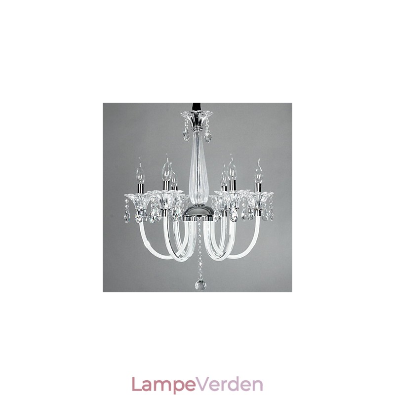 American Style Lodge 6 lys lysekrone med glasskærm
