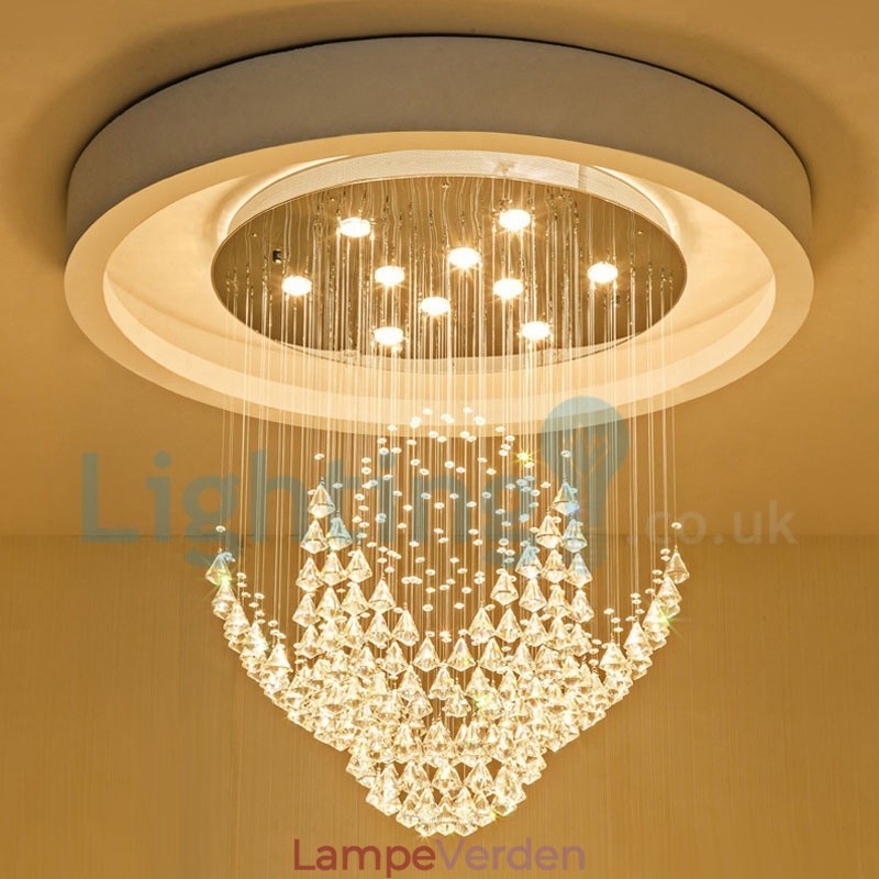 Moderne moderne lysekrone Flush-mount pendel armatur Krystal regndråbelys