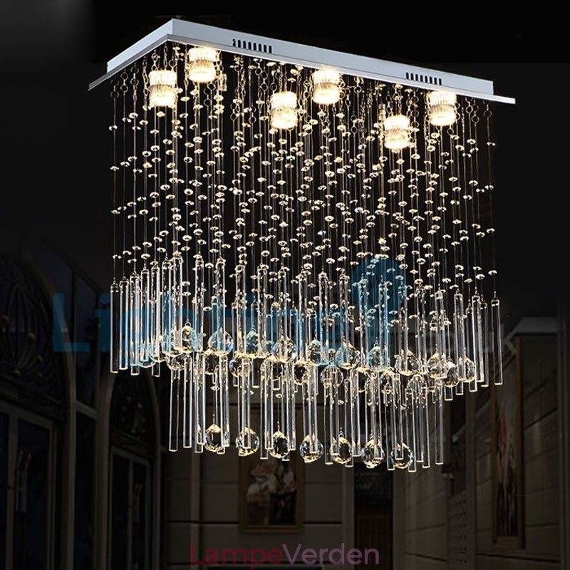 Moderne moderne lysekrone Flush-mount pendel armatur Krystal regndråbelys