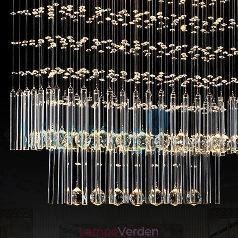 Moderne moderne lysekrone Flush-mount pendel armatur Krystal regndråbelys