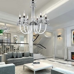 American Style Lodge 6 lys lysekrone med glasskærm