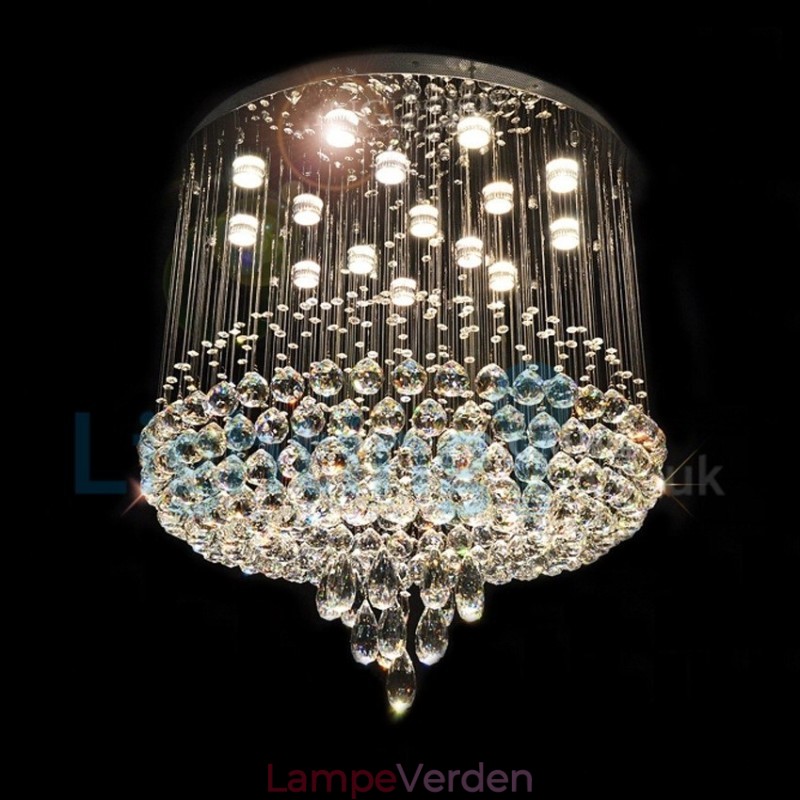 Moderne moderne lysekrone Flush-mount pendel armatur Krystal regndråbelys