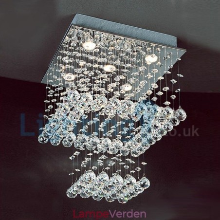 Moderne moderne lysekrone Flush-mount pendel armatur Krystal regndråbelys Moderne moderne lysekrone Flush-mount pendel armatur Krystal regndråbelys