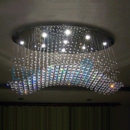 Moderne moderne lysekrone Flush-mount pendel armatur Krystal regndråbelys