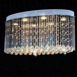 Moderne moderne lysekrone Flush-mount pendel armatur Krystal regndråbelys