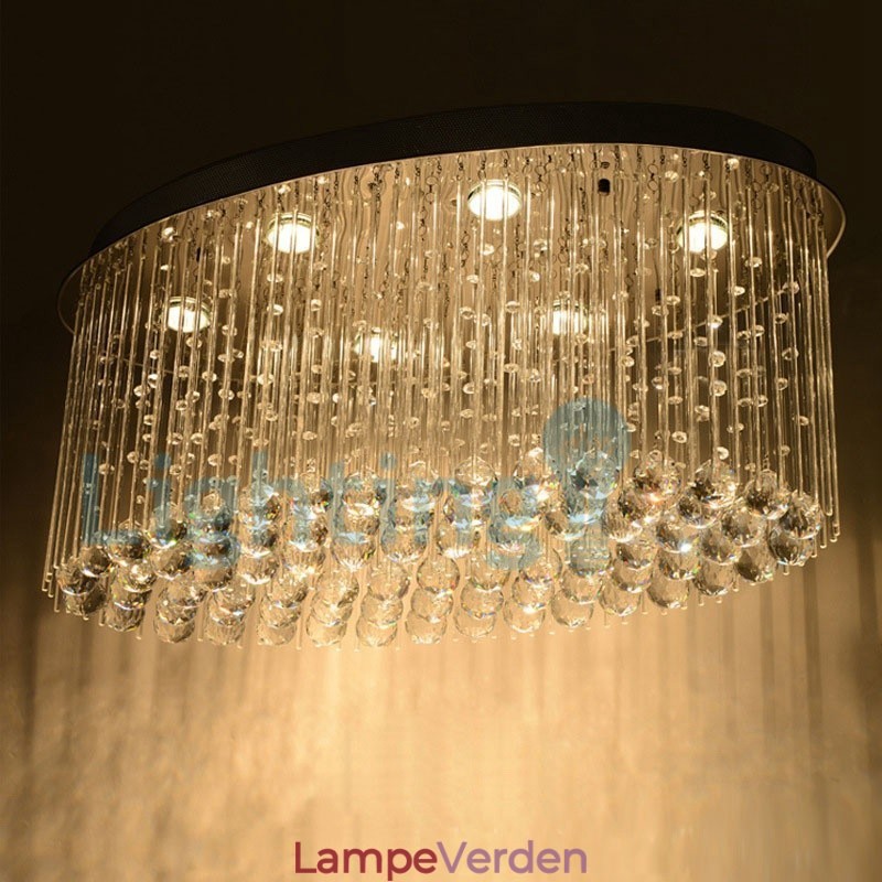 Moderne moderne lysekrone Flush-mount pendel armatur Krystal regndråbelys
