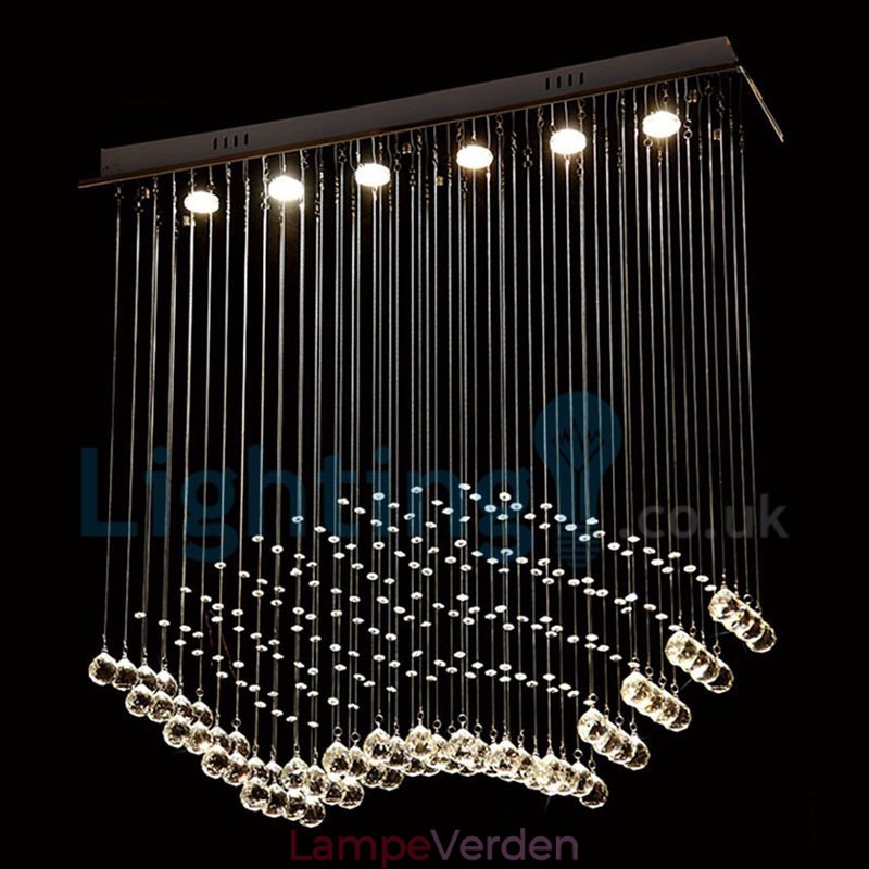 Moderne moderne lysekrone Flush-mount pendel armatur Krystal regndråbelys