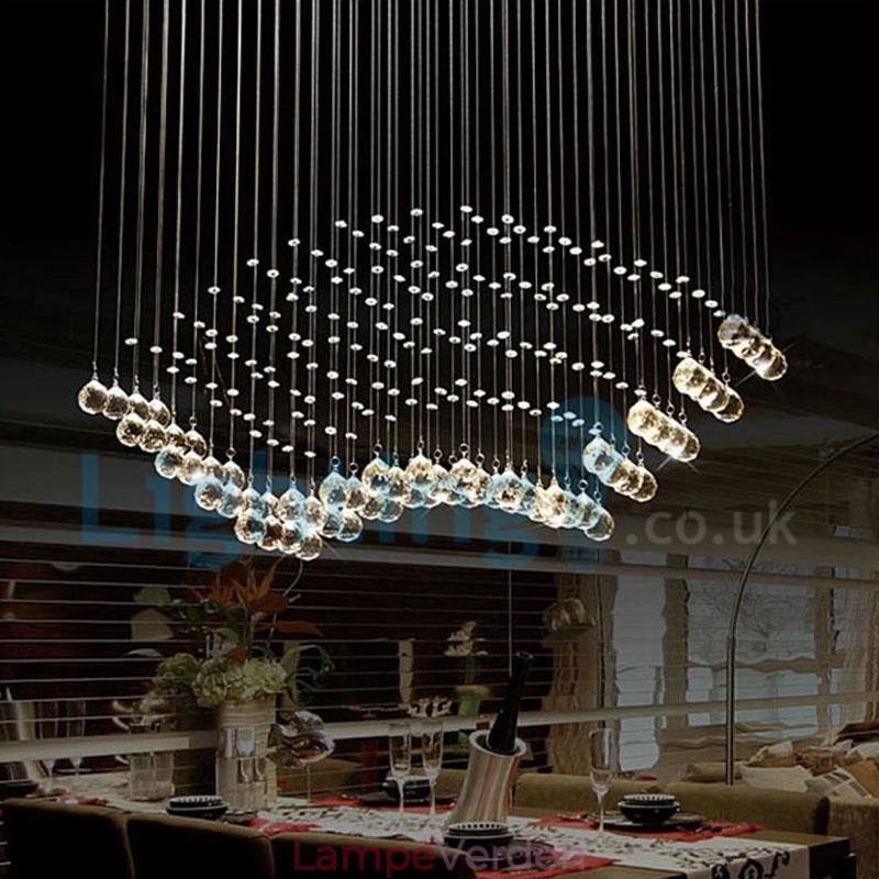 Moderne moderne lysekrone Flush-mount pendel armatur Krystal regndråbelys