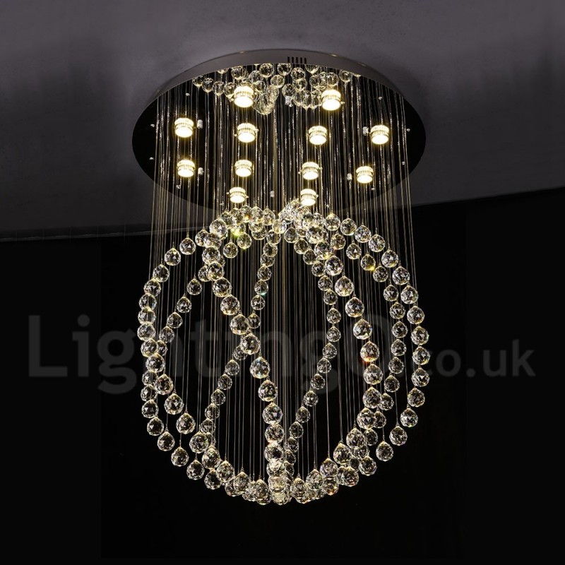 Moderne moderne lysekrone Flush-mount pendel armatur Krystal regndråbelys