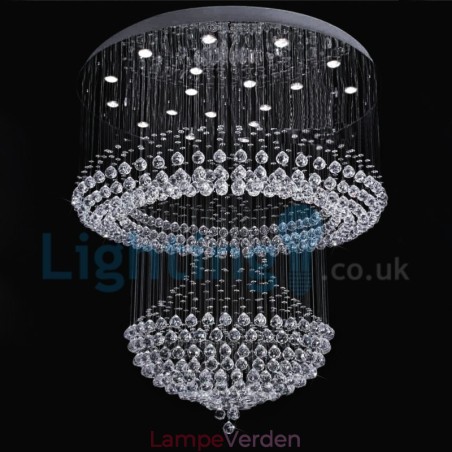 Moderne moderne lysekrone Flush-mount pendel armatur Krystal regndråbelys Moderne moderne lysekrone Flush-mount pendel armatur Krystal regndråbelys