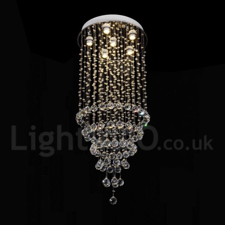 Moderne moderne lysekrone Flush-mount pendel armatur Krystal regndråbelys Moderne moderne lysekrone Flush-mount pendel armatur Krystal regndråbelys