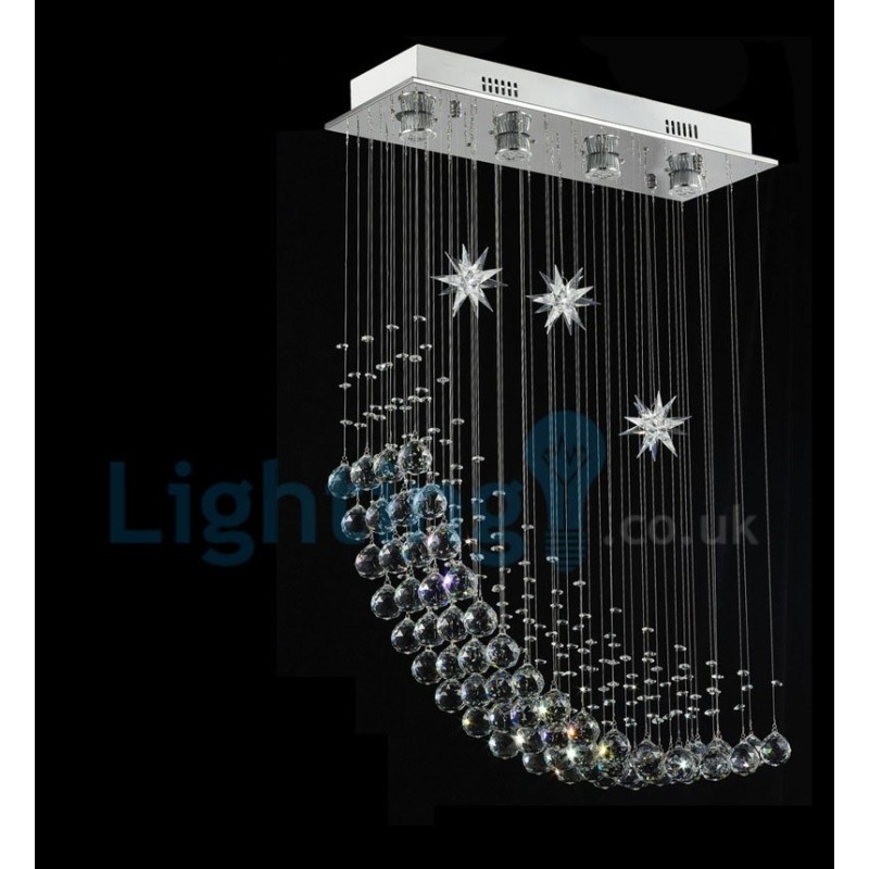 Moderne moderne lysekrone Flush-mount pendel armatur Krystal regndråbelys