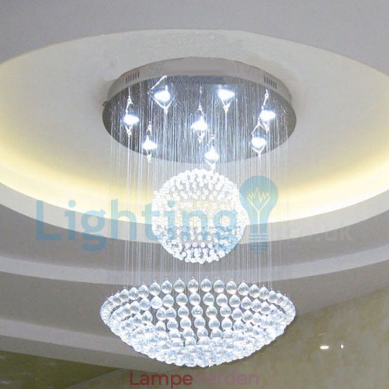Moderne moderne lysekrone Flush-mount pendel armatur Krystal regndråbelys