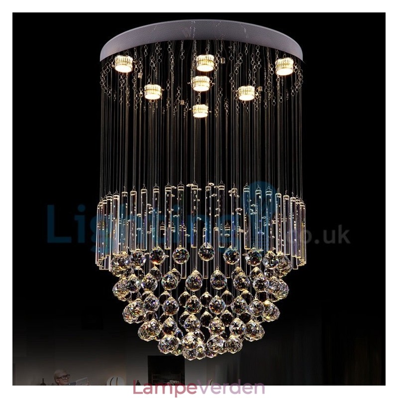 Moderne moderne lysekrone Flush-mount pendel armatur Krystal regndråbelys