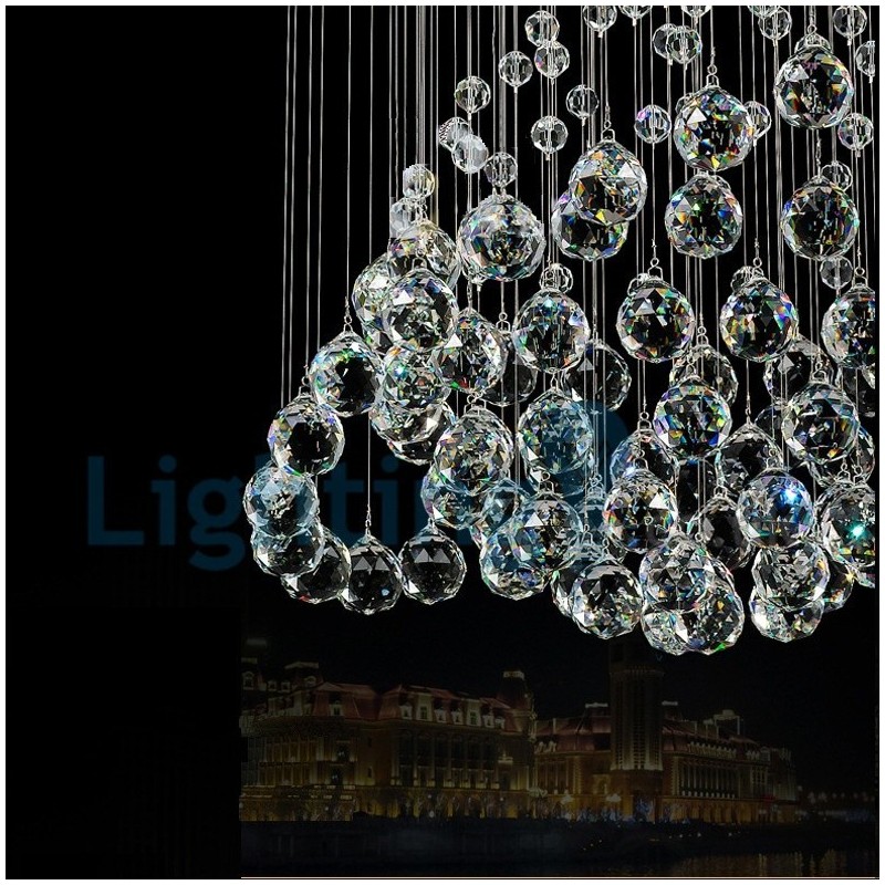 Moderne moderne lysekrone Flush-mount pendel armatur Krystal regndråbelys