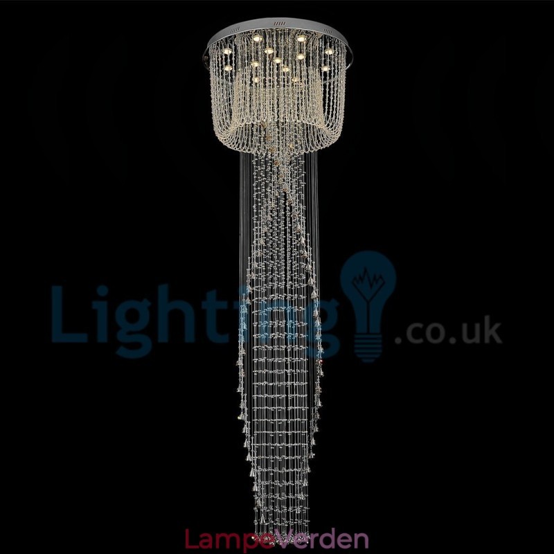 Moderne moderne lysekrone Flush-mount pendel armatur Krystal regndråbelys