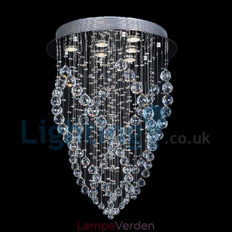 Moderne moderne lysekrone Flush-mount pendel armatur Krystal regndråbelys