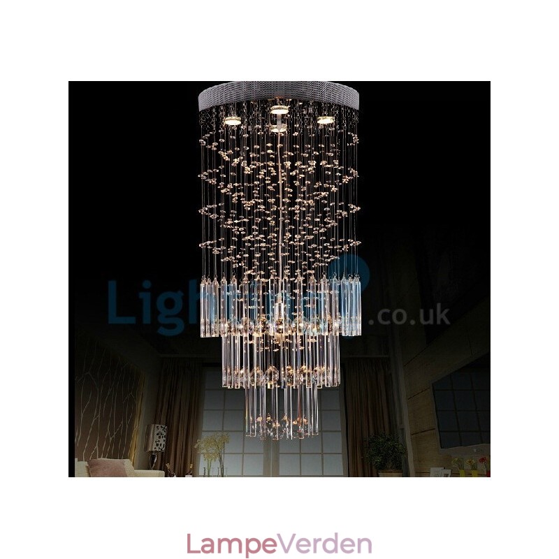 Moderne moderne lysekrone Flush-mount pendel armatur Krystal regndråbelys