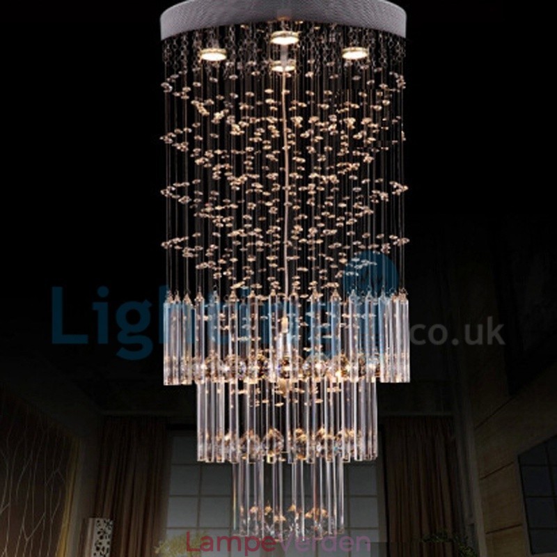 Moderne moderne lysekrone Flush-mount pendel armatur Krystal regndråbelys