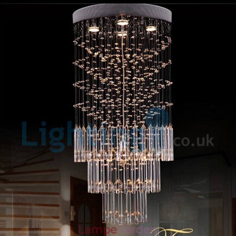 Moderne moderne lysekrone Flush-mount pendel armatur Krystal regndråbelys