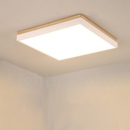 Enkel og moderne firkantet ultratynd massivt træ loftslampe