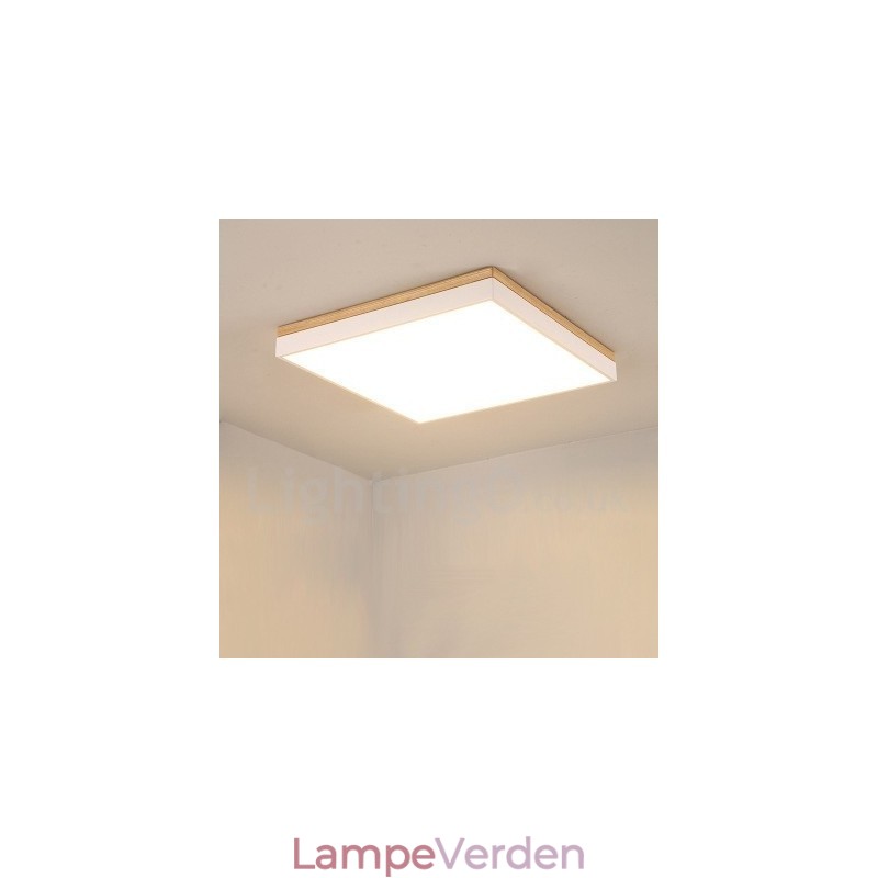 Enkel og moderne firkantet ultratynd massivt træ loftslampe