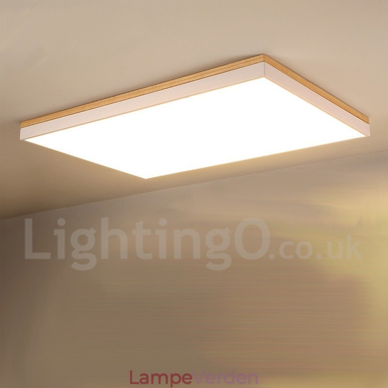Nordic rektangulær ultratynd massivt træ loftslampe