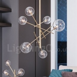 6 Lys Nordisk Lampe Lysekrone Enkel Kreativ Retro Jern Glaskugle Magisk Bønne Lysekrone