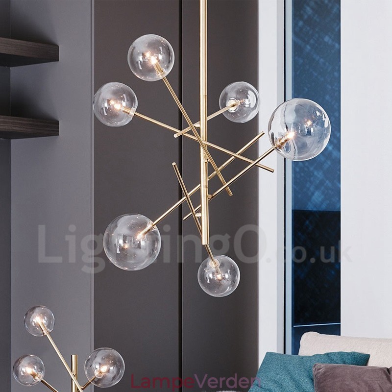 6 Lys Nordisk Lampe Lysekrone Enkel Kreativ Retro Jern Glaskugle Magisk Bønne Lysekrone