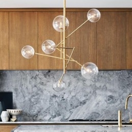 6 Lys Nordisk Lampe Lysekrone Enkel Kreativ Retro Jern Glaskugle Magisk Bønne Lysekrone