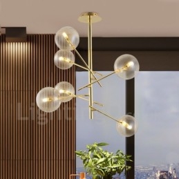 6 Lys Nordisk Lampe Lysekrone Enkel Kreativ Retro Jern Glaskugle Magisk Bønne Lysekrone