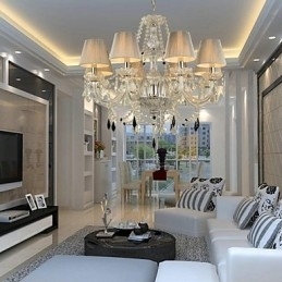 Lysekrone Krystal Luksus Moderne 1 Tiers Living 6 Lights