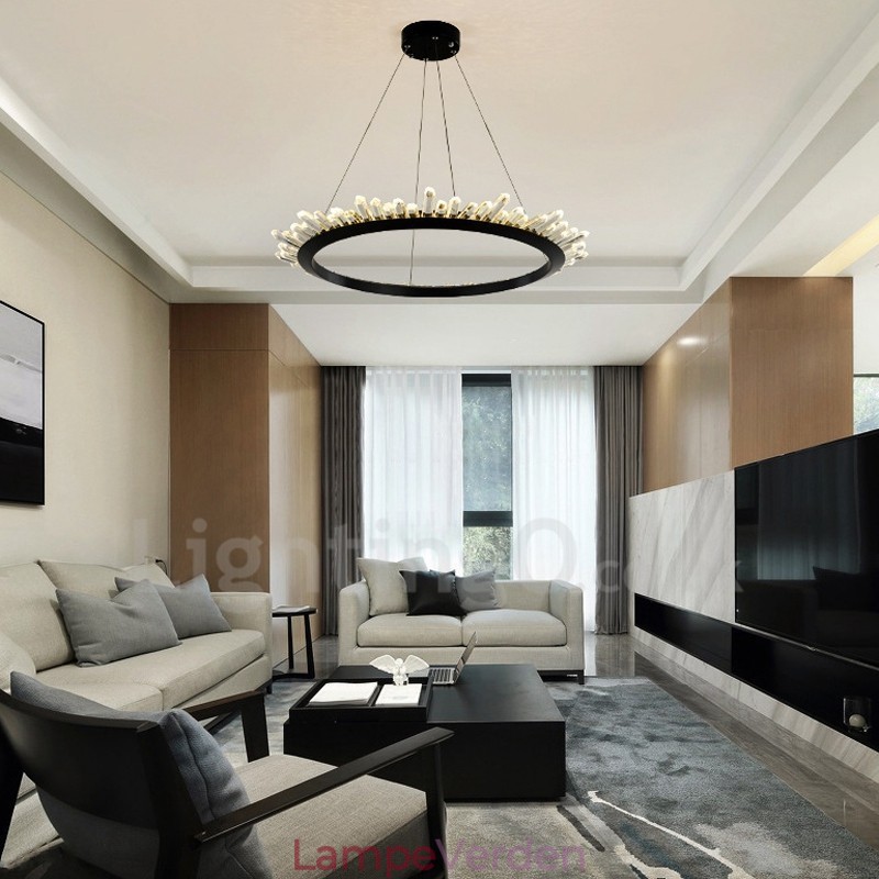 Moderne ringformede krystal pendellampe