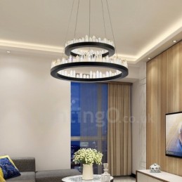 Moderne mode dobbeltcirkel krystal pendellampe