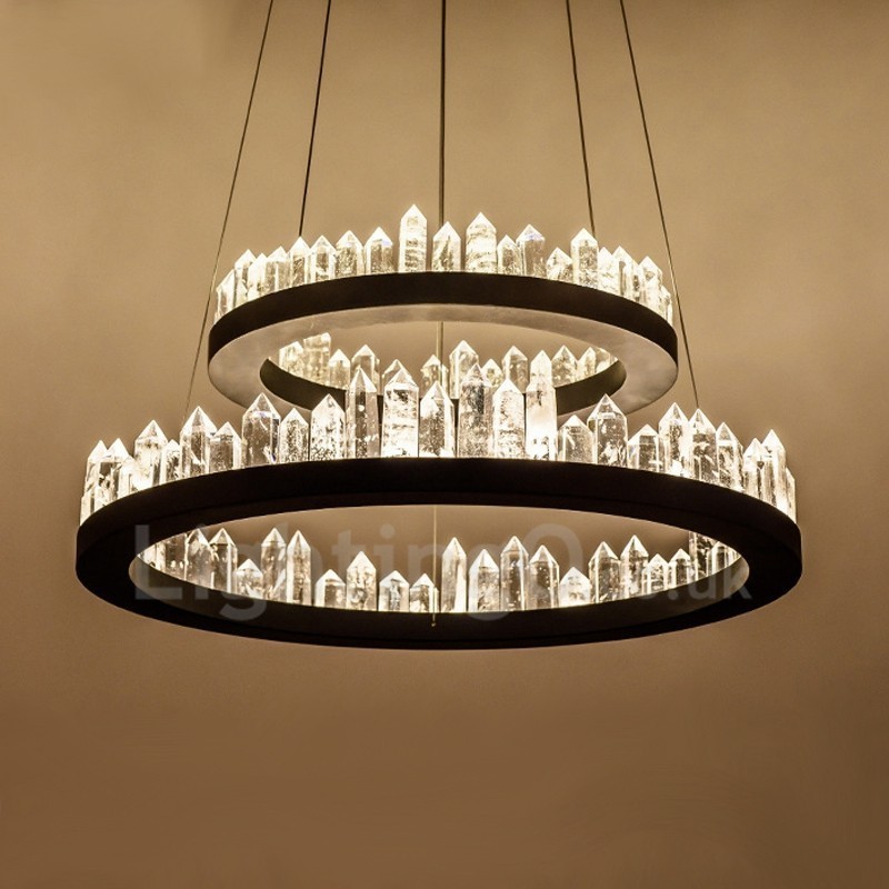 Moderne mode dobbeltcirkel krystal pendellampe