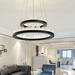 Moderne mode dobbeltcirkel krystal pendellampe