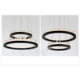 Moderne mode dobbeltcirkel krystal pendellampe