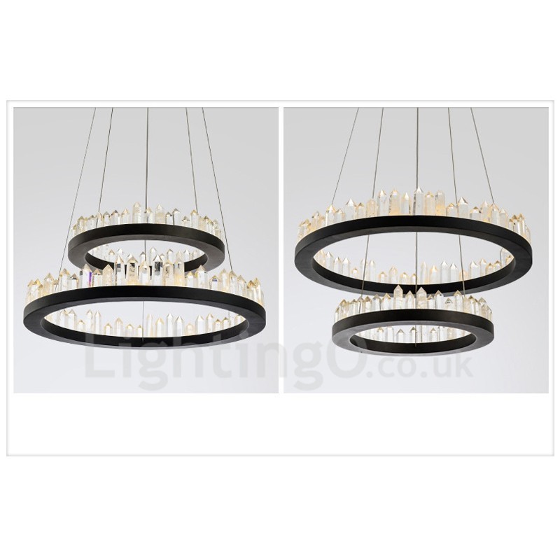 Moderne mode dobbeltcirkel krystal pendellampe