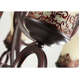 24 lys højt til loftet Vintage Country Island maleri Metal lysekrone med glas skærme Højt loft