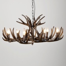 9 Lys Rustik Kunstnerisk Retro Antler Sort Lysekrone