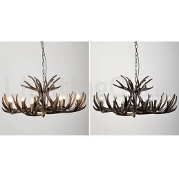9 Lys Rustik Kunstnerisk Retro Antler Sort Lysekrone