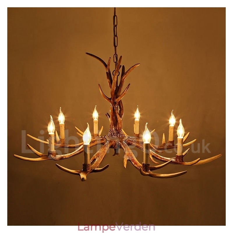 8 lys rustik kunstnerisk retro gevir Vintage stearinlys lysekrone