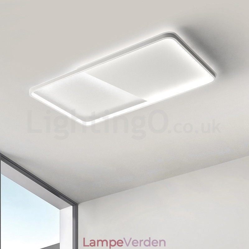 Moderne Minimalistisk Ultra tynde 5 cm aluminium rektangel Flush Mount Loftslamper