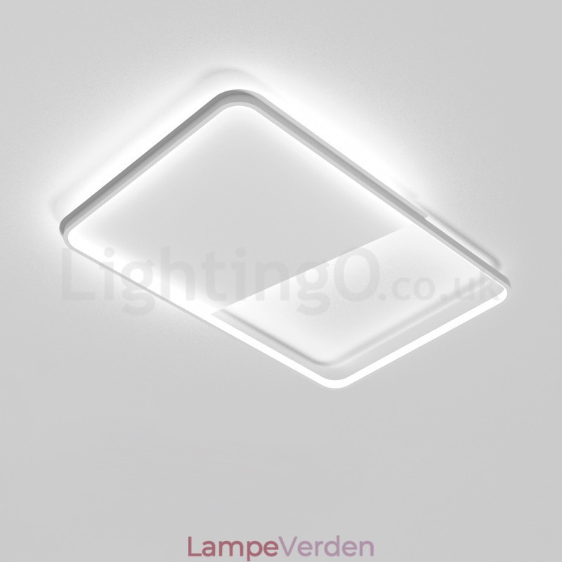 Moderne Minimalistisk Ultra tynde 5 cm aluminium rektangel Flush Mount Loftslamper