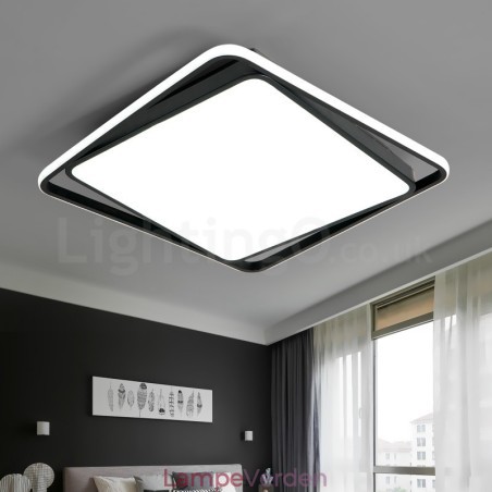 Moderne Udsøgt Sort Hvid Firkantet Flush Mount Loftslampe Moderne Udsøgt Sort Hvid Firkantet Flush Mount Loftslampe